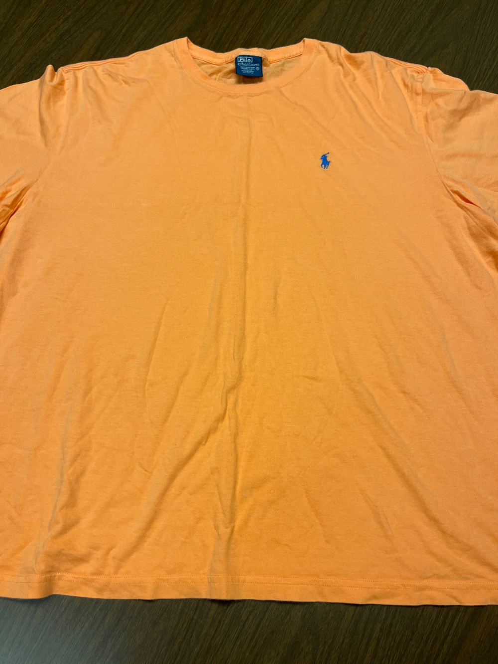 Orange Polo Short Ralph Lauren Short Sleeve Tee Shirt with Blue Pony, size XXL
